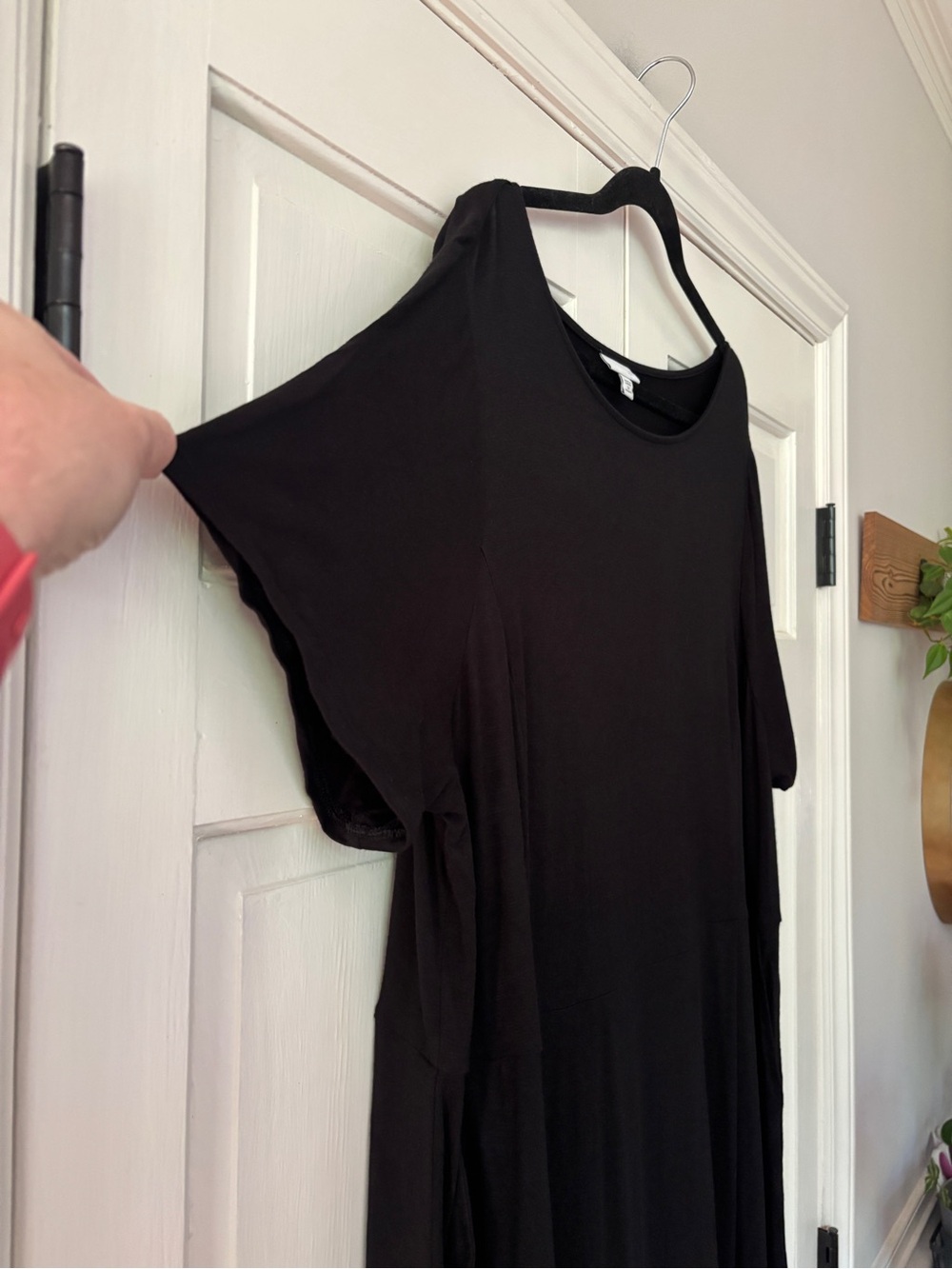 J Jill Solid Black Maxi Dress Short Sleeve Pocket Flowy Lightweight Plus Size 3X - Picture 4 of 12